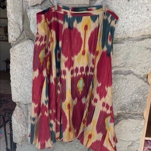 Lauren by Ralph Lauren 100% silk ikat print skirt